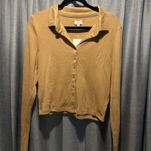 True Craft Tan Button-Up Women's Top